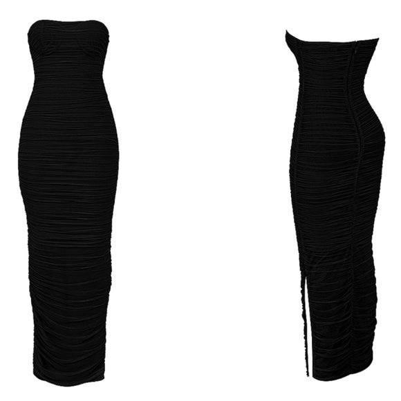 HOUSE OF CB 'Sofia' Black Mesh Strapless Maxi Dress NWOT - Picture 11 of 17